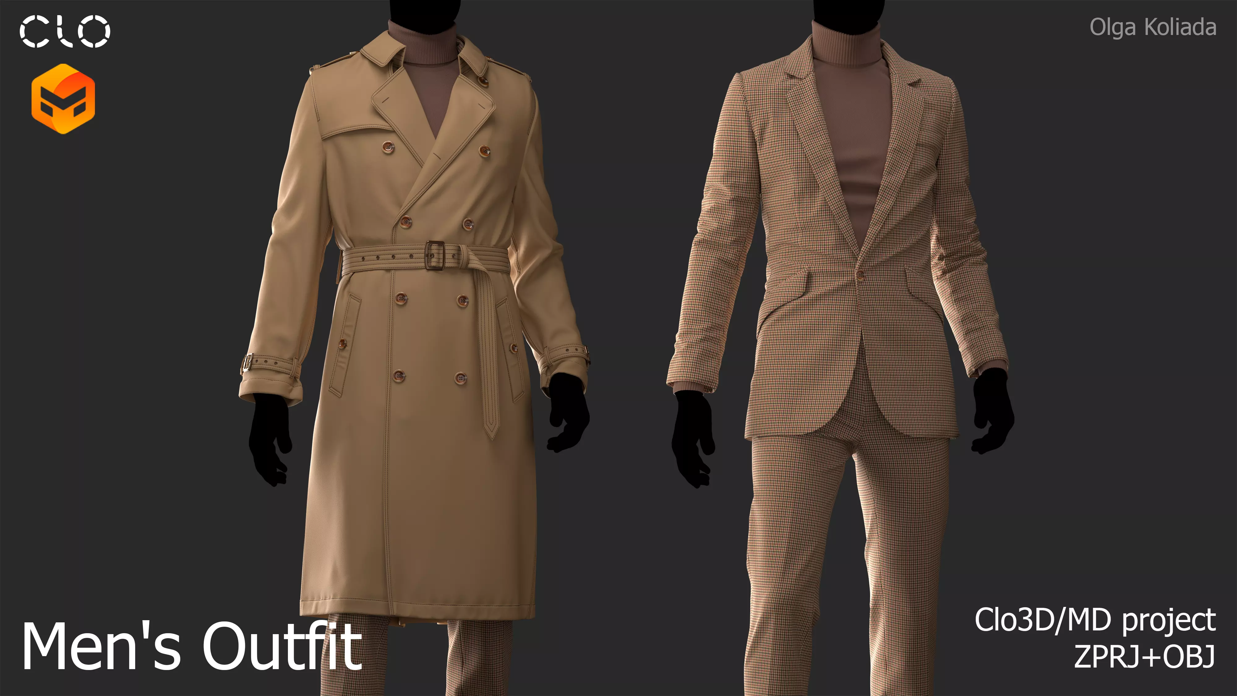 Male outfit Marvelous Designer project and OBJ 3D model