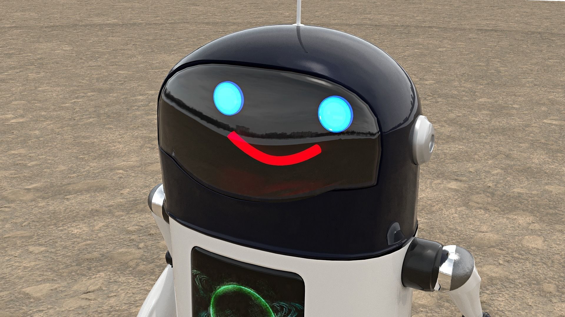 One wheel Robot Rigged  3D model_3