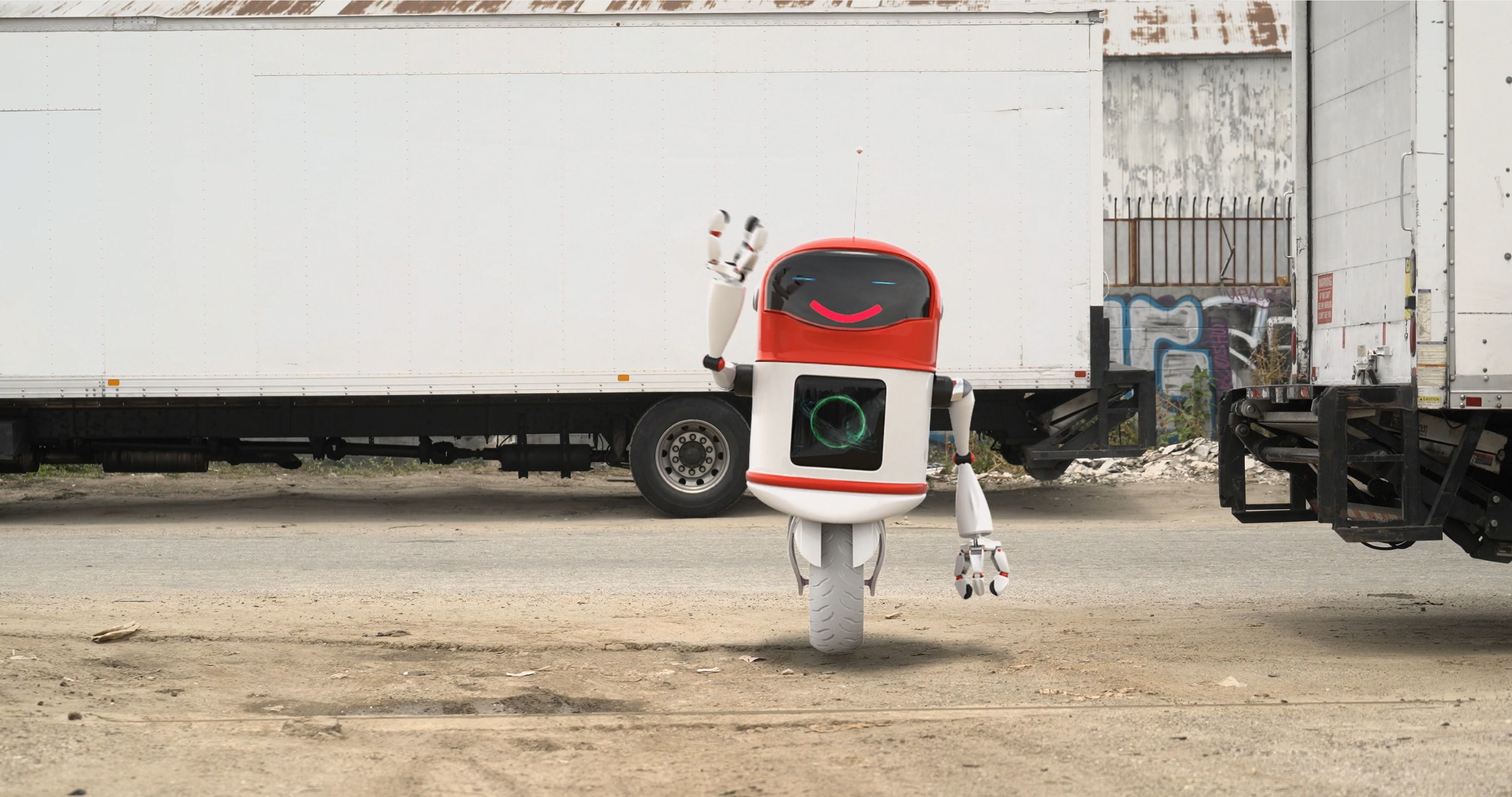 One wheel Robot Rigged  3D model_5