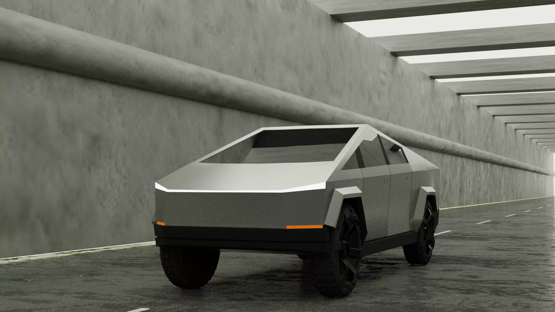 SCI-FI ELON MUSK TESLA CYBER TRUCK 3D MODEL Low-poly 3D model_0