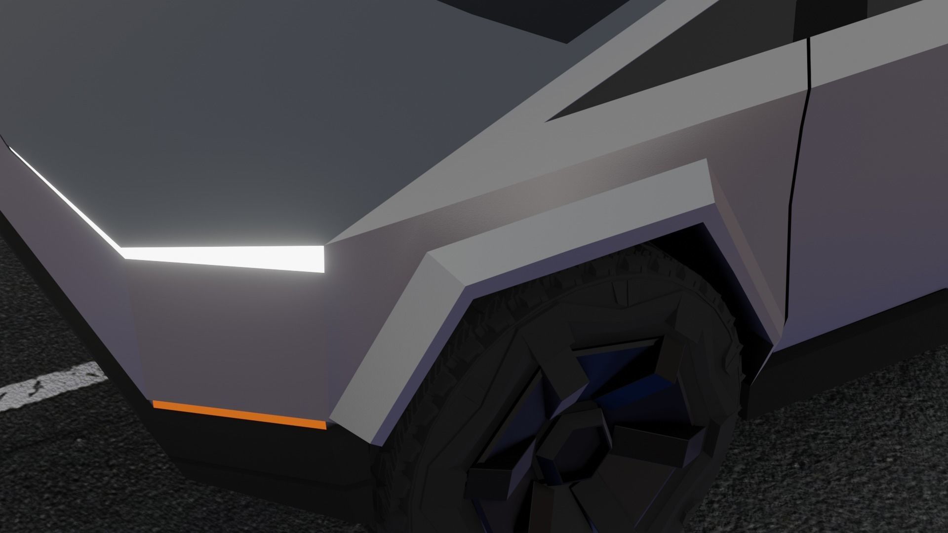 SCI-FI ELON MUSK TESLA CYBER TRUCK 3D MODEL Low-poly 3D model_3