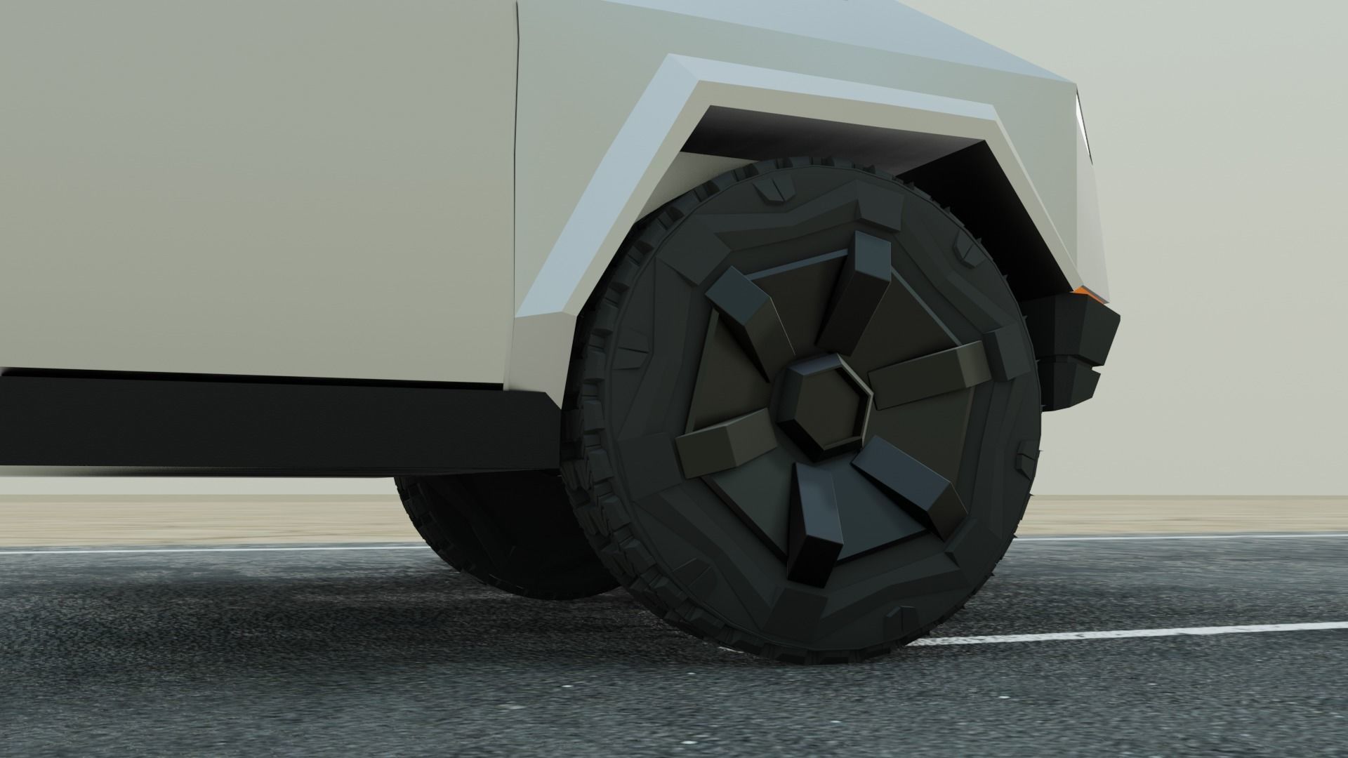 SCI-FI ELON MUSK TESLA CYBER TRUCK 3D MODEL Low-poly 3D model_5