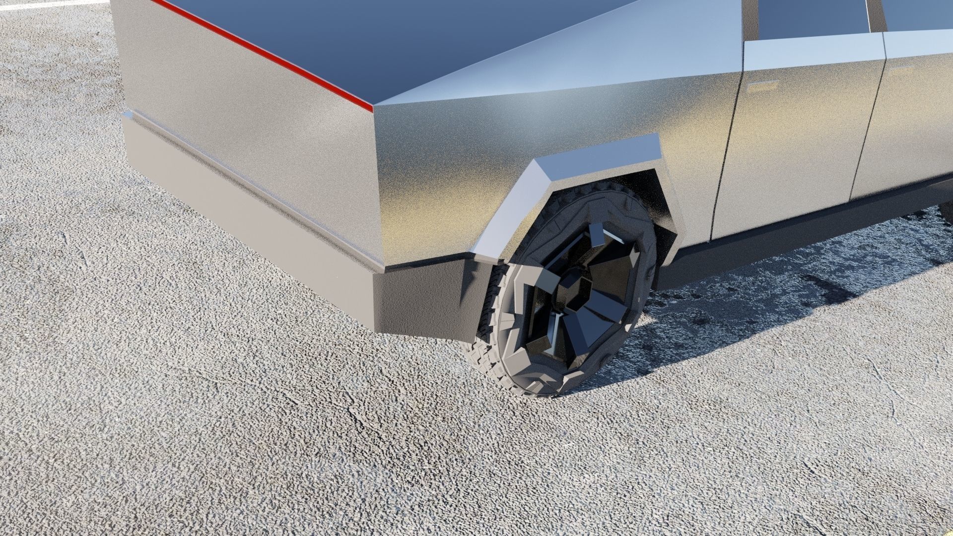 SCI-FI ELON MUSK TESLA CYBER TRUCK 3D MODEL Low-poly 3D model_7