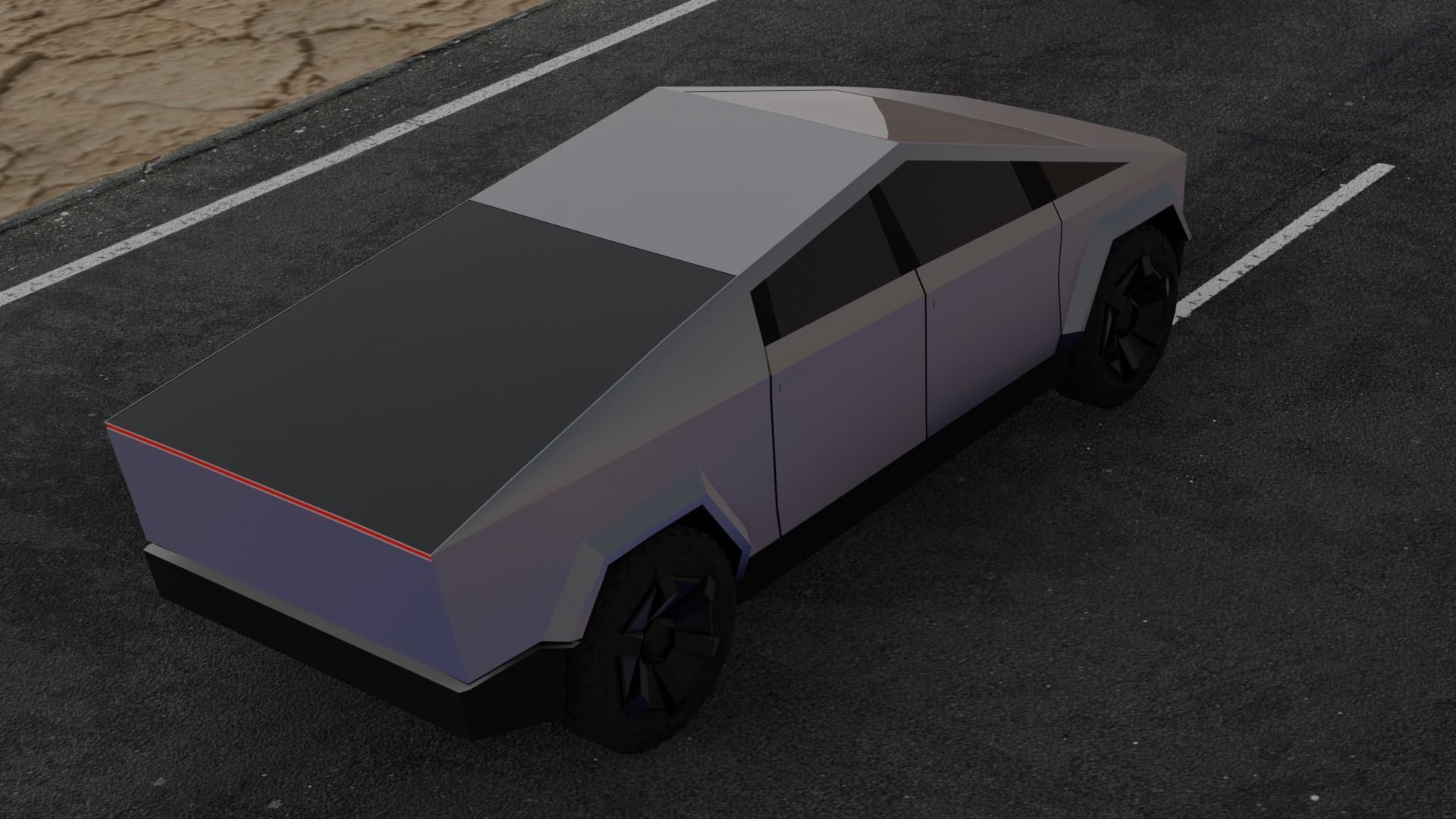 SCI-FI ELON MUSK TESLA CYBER TRUCK 3D MODEL Low-poly 3D model_2