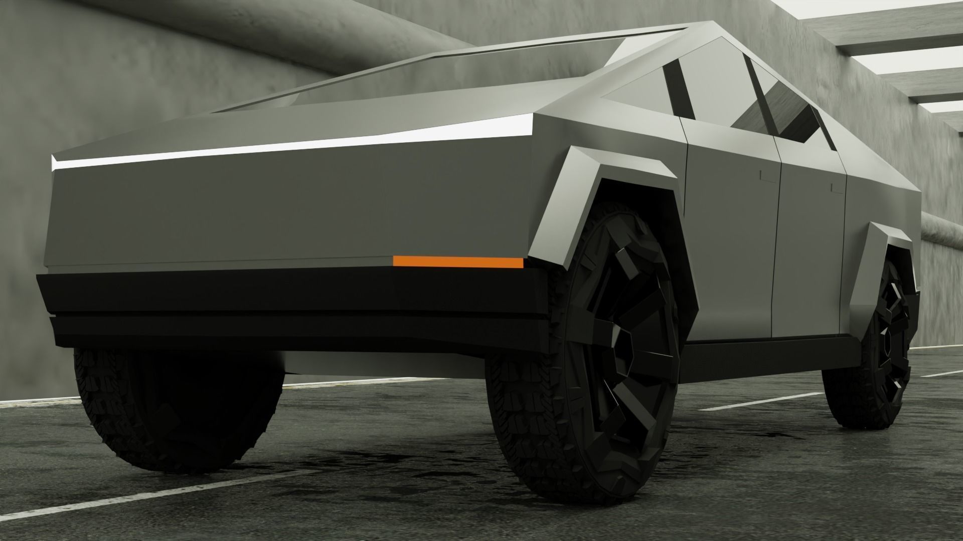 SCI-FI ELON MUSK TESLA CYBER TRUCK 3D MODEL Low-poly 3D model_6