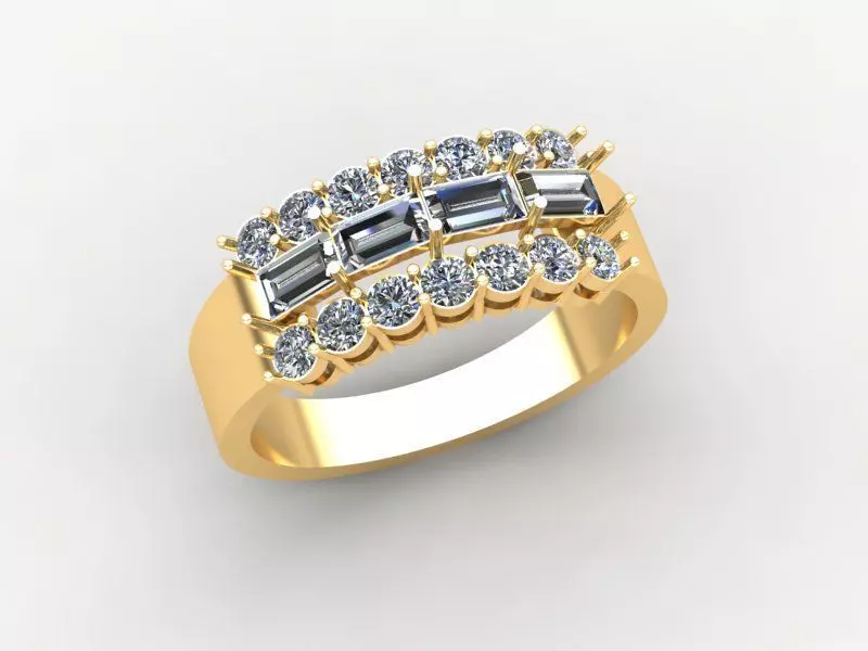 Baguette Ring 3D print model_0