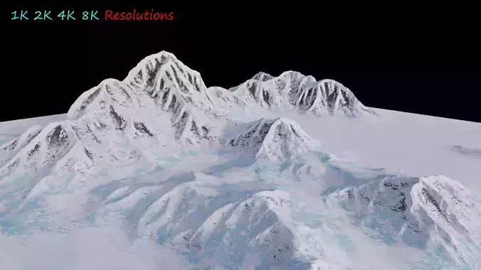 Snowy Mountain 1K 2K 4K 8K Res 3D model