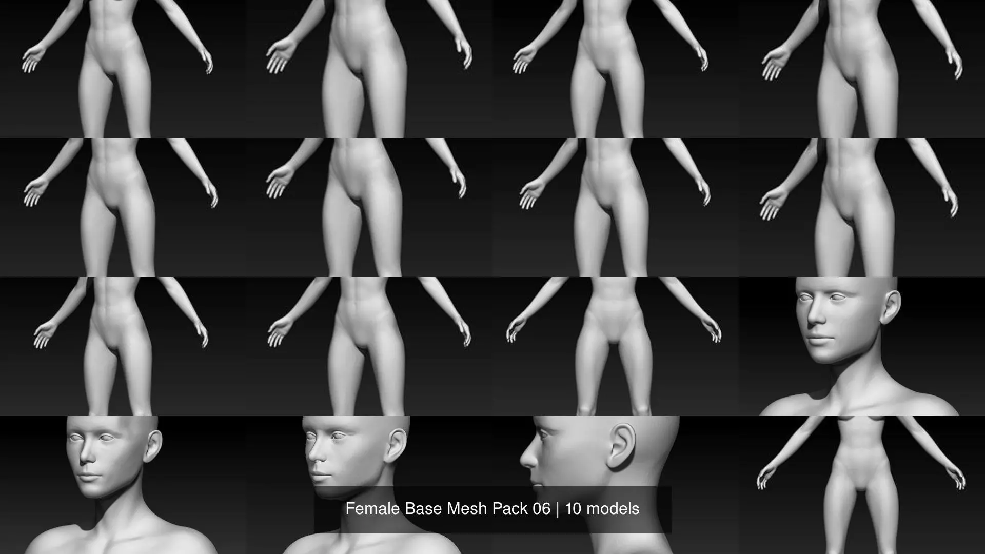 Female Base Mesh Pack 06 3D Model Collection_0