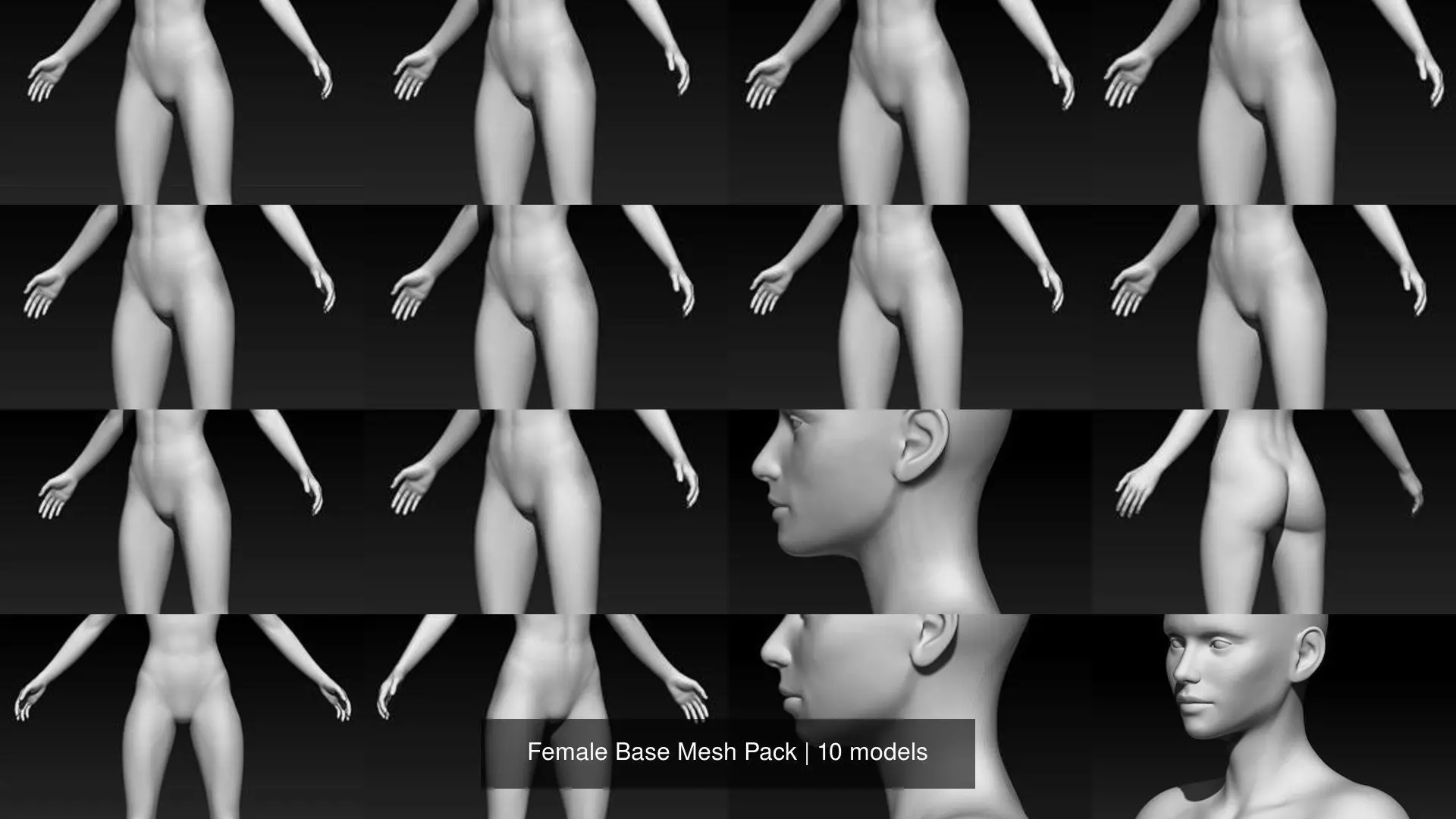 Female Base Mesh Pack 07 3D Model Collection_0