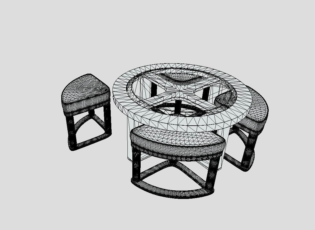 Center table with chairs 3D model_6