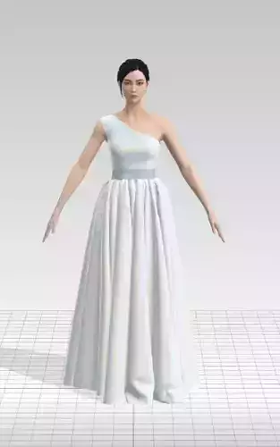 One shoulder lazer dres belt detail a line skirt 