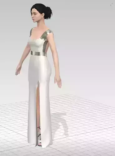 Dress  gold lazer detail strap silk  charmeuse fabric Low-poly 3D model