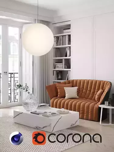 Eclectic Apartment Interior Scene for Cinema 4D and Corona 3D model