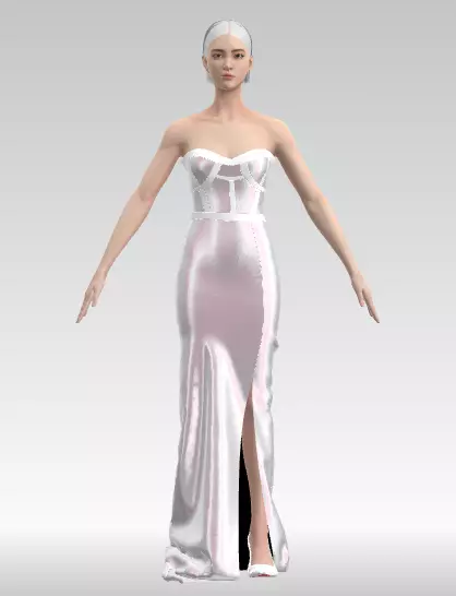 Pink white pearl dress lazer fabric corset Low-poly 3D model