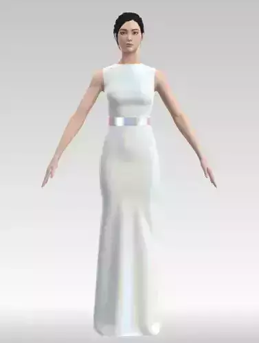 Dress lazer fabric and lazer belt pearl dress Low-poly 3D model