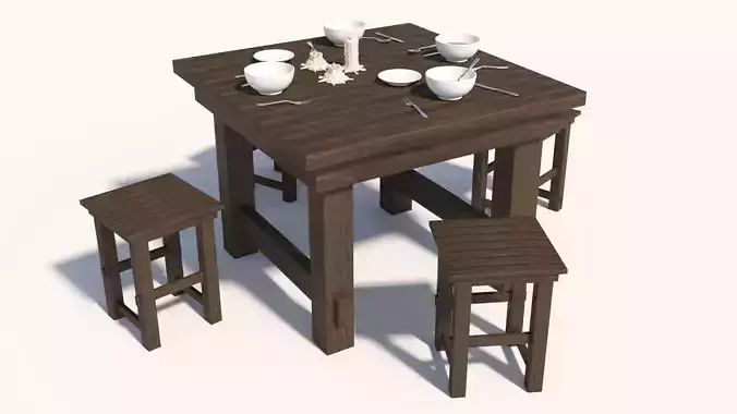 Old Table flatware With Fork Knife Spoon Bowl Plate and Candles