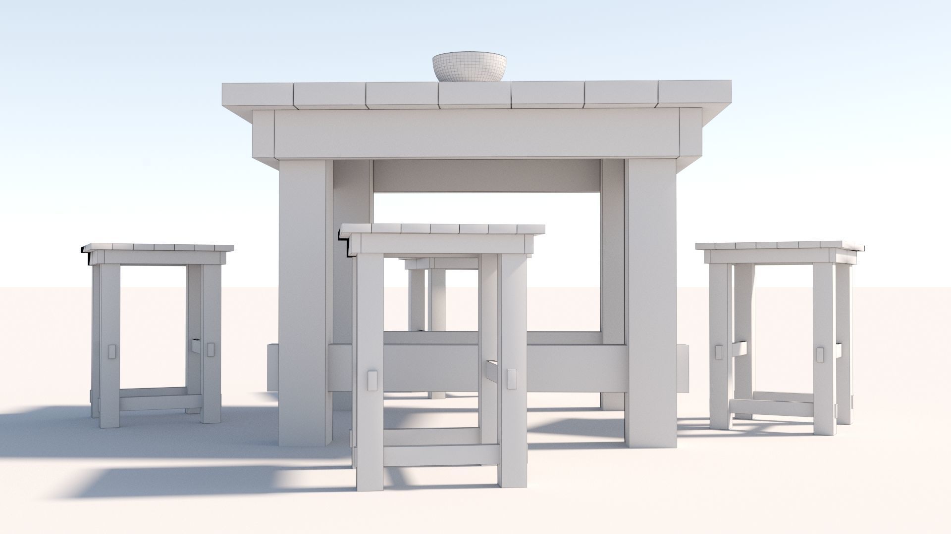 Old Table flatware With Fork Knife Spoon Bowl Plate and Candles 3D model_14