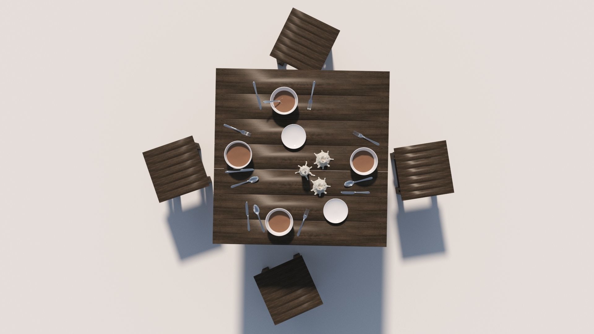 Old Table flatware With Fork Knife Spoon Bowl Plate and Candles 3D model_6