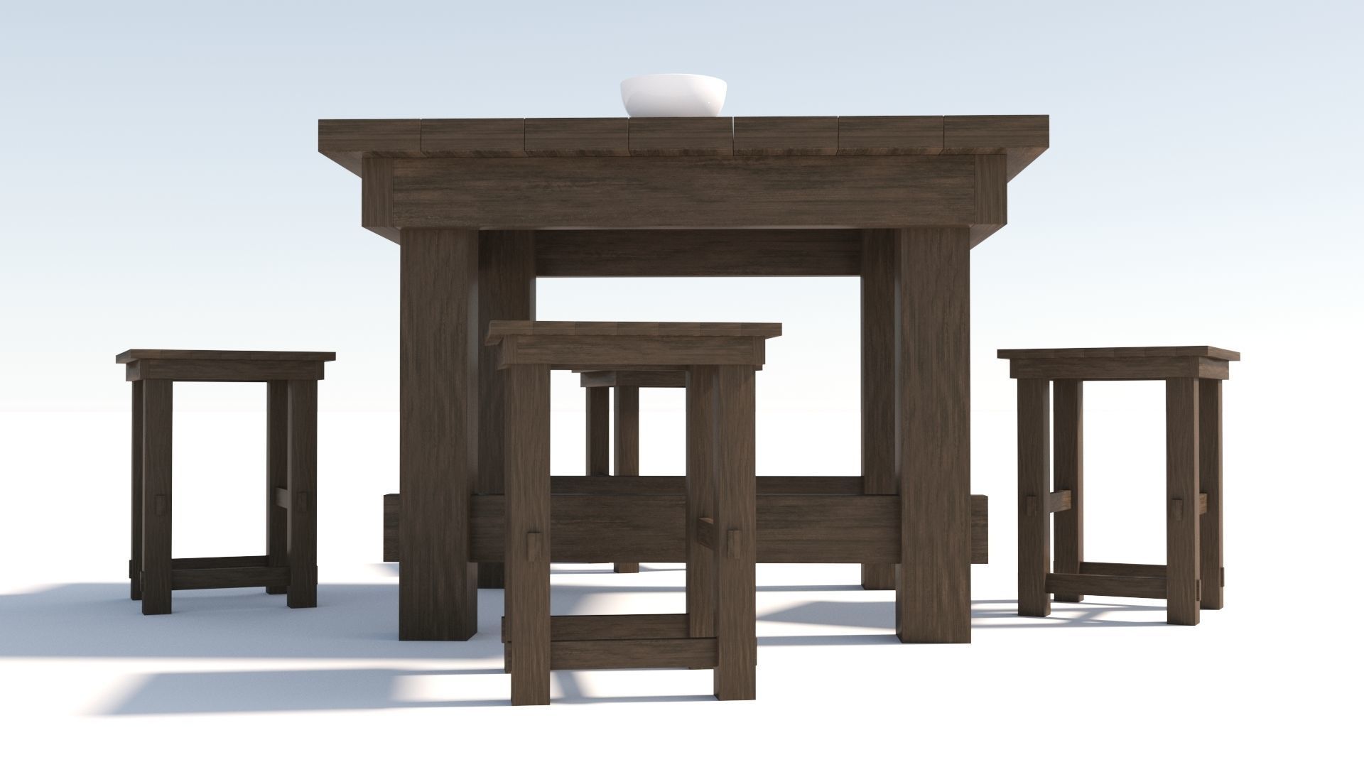 Old Table flatware With Fork Knife Spoon Bowl Plate and Candles 3D model_5