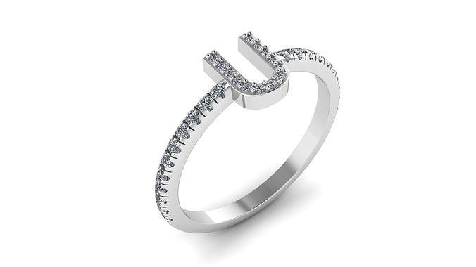 Alphabet Diamond Rings U 3D print model