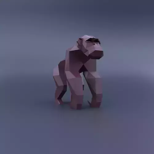Low Poly Chimpanzee Model Origami 3D print model 3D print model