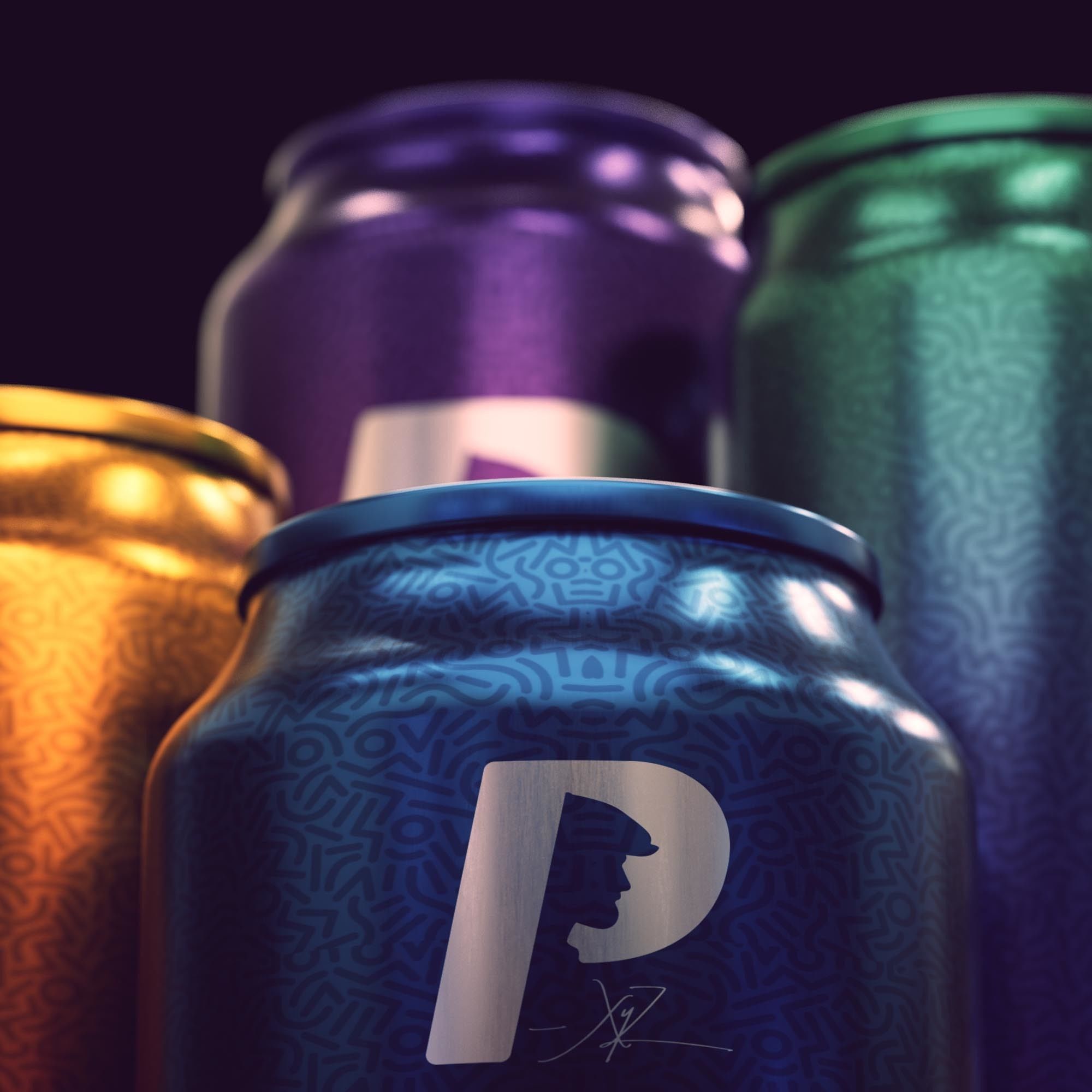 Soda Can Set with Droplets 3D model_10