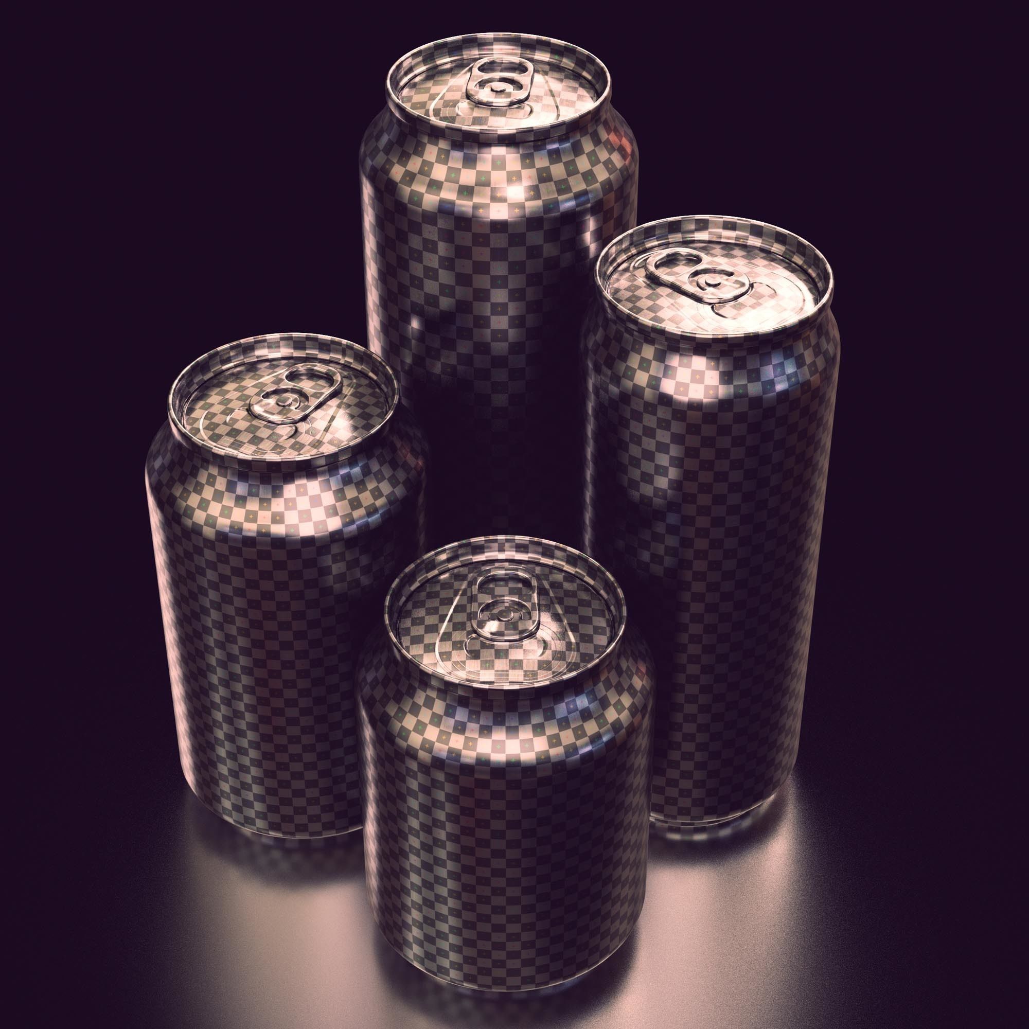 Soda Can Set with Droplets 3D model_4
