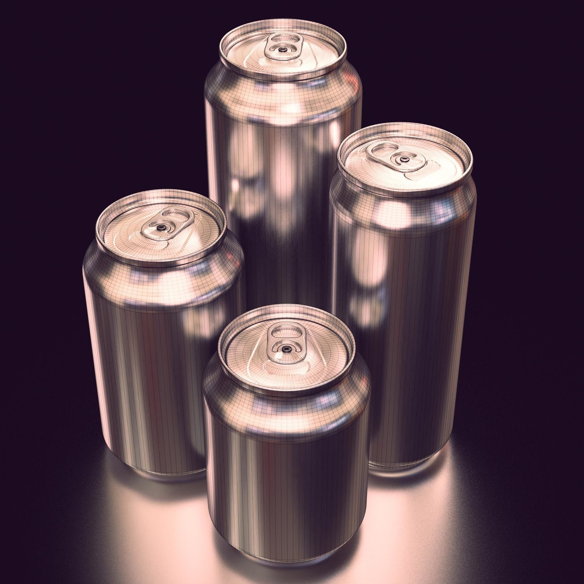 Soda Can Set with Droplets 3D model_5