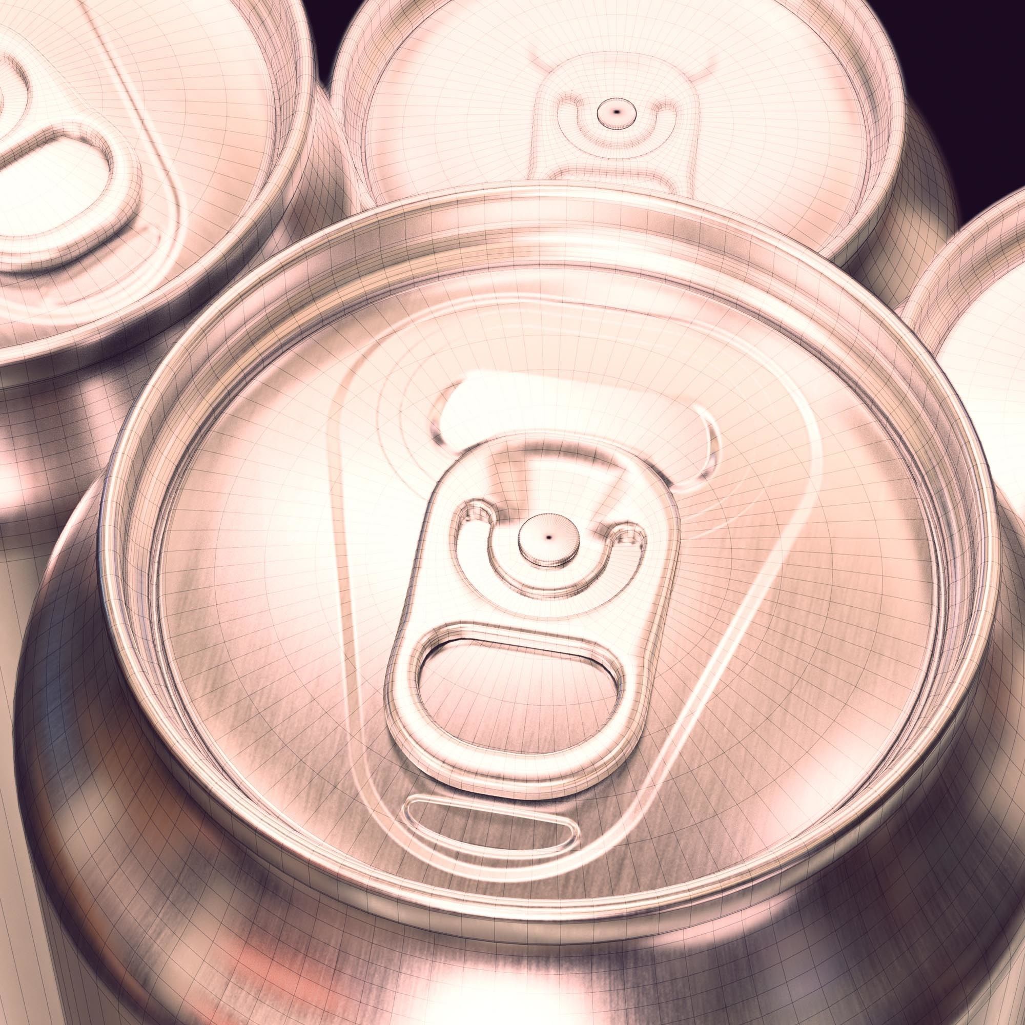 Soda Can Set with Droplets 3D model_8