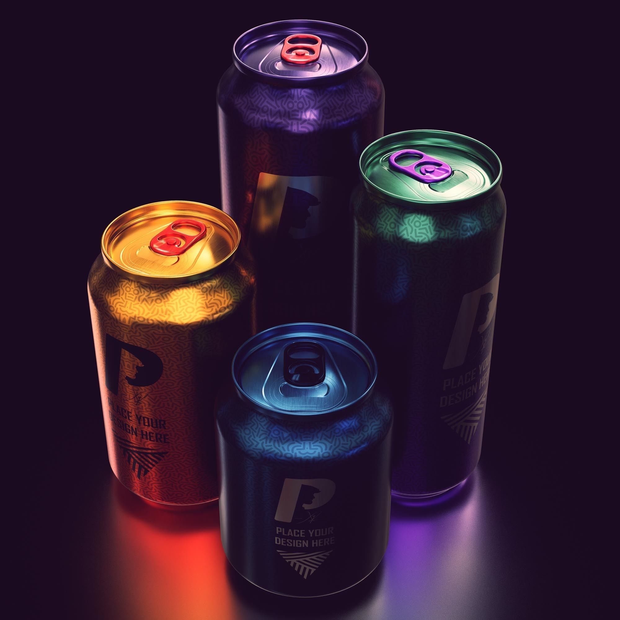 Soda Can Set with Droplets 3D model_2