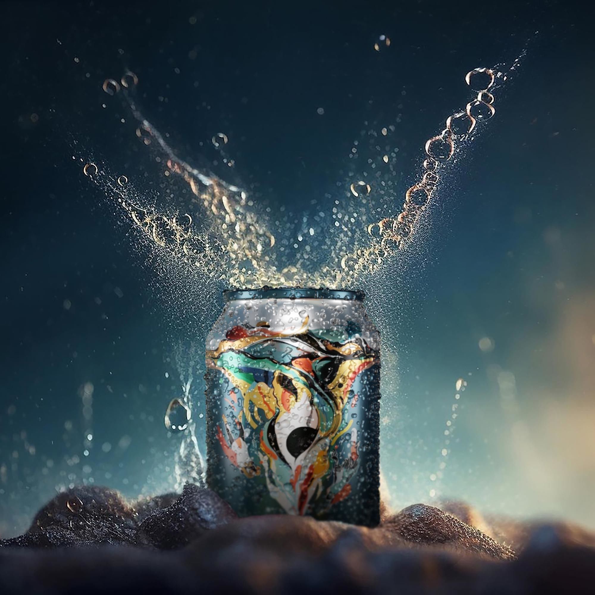 Soda Can Set with Droplets 3D model_18