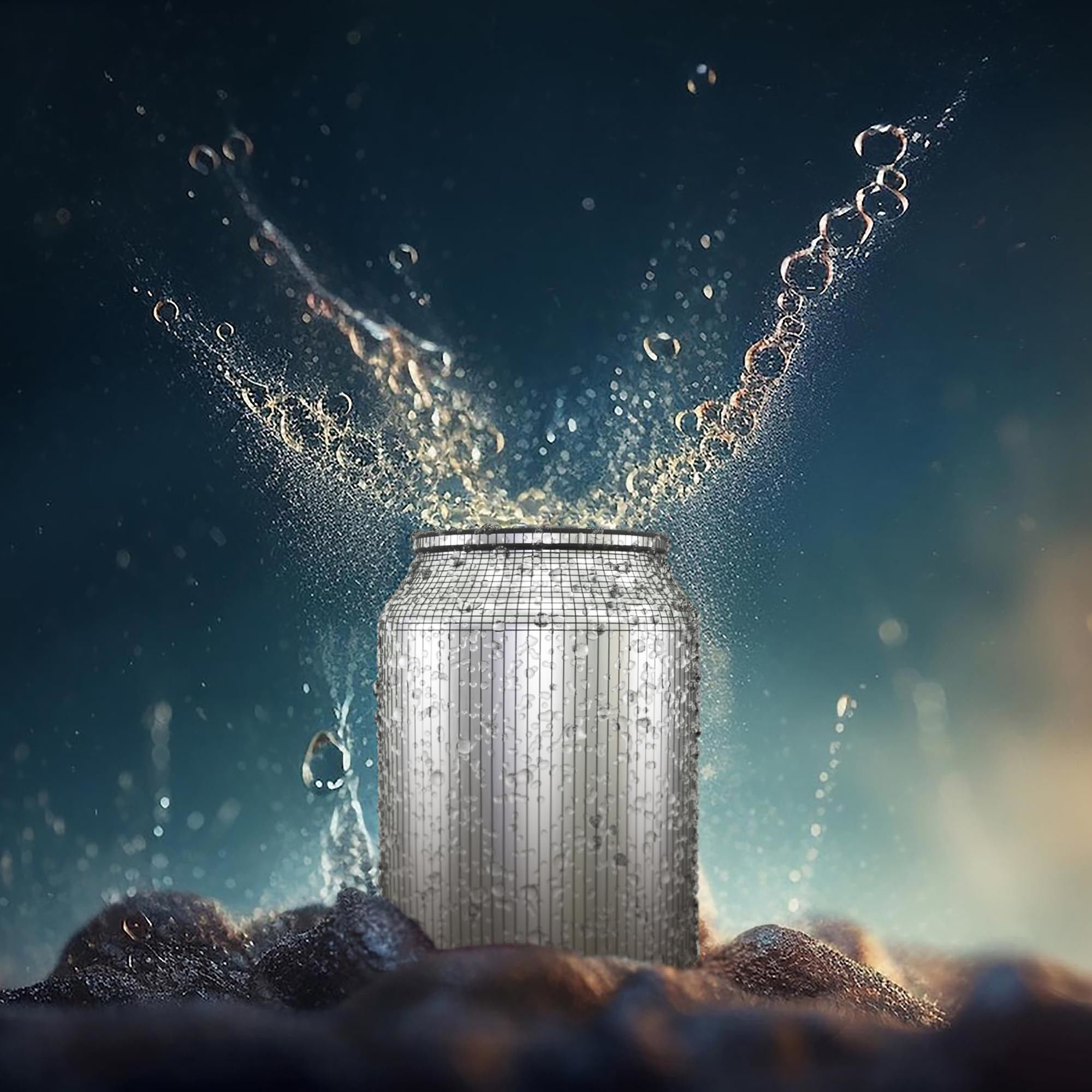 Soda Can Set with Droplets 3D model_17