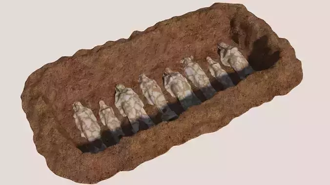 Grave full of corpses body bag