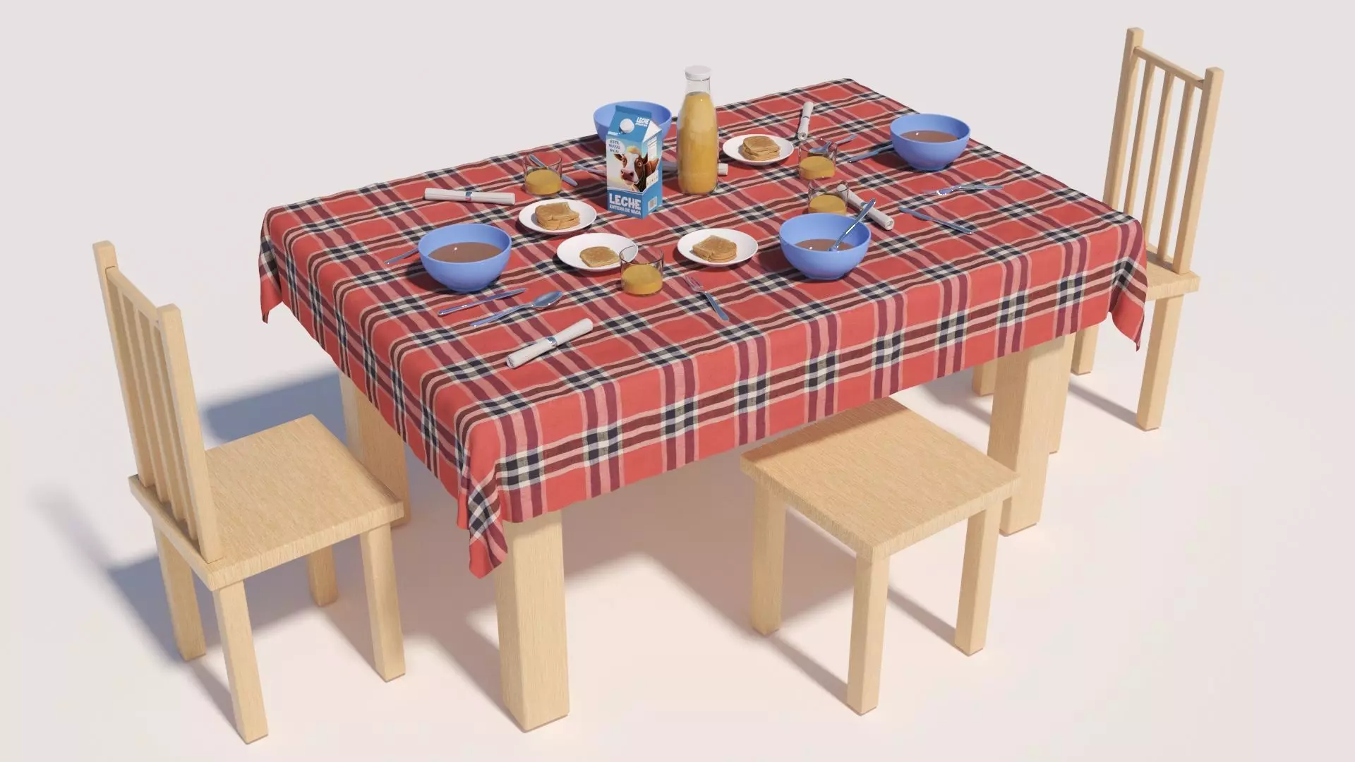 Breakfast Table with flatware 3D model