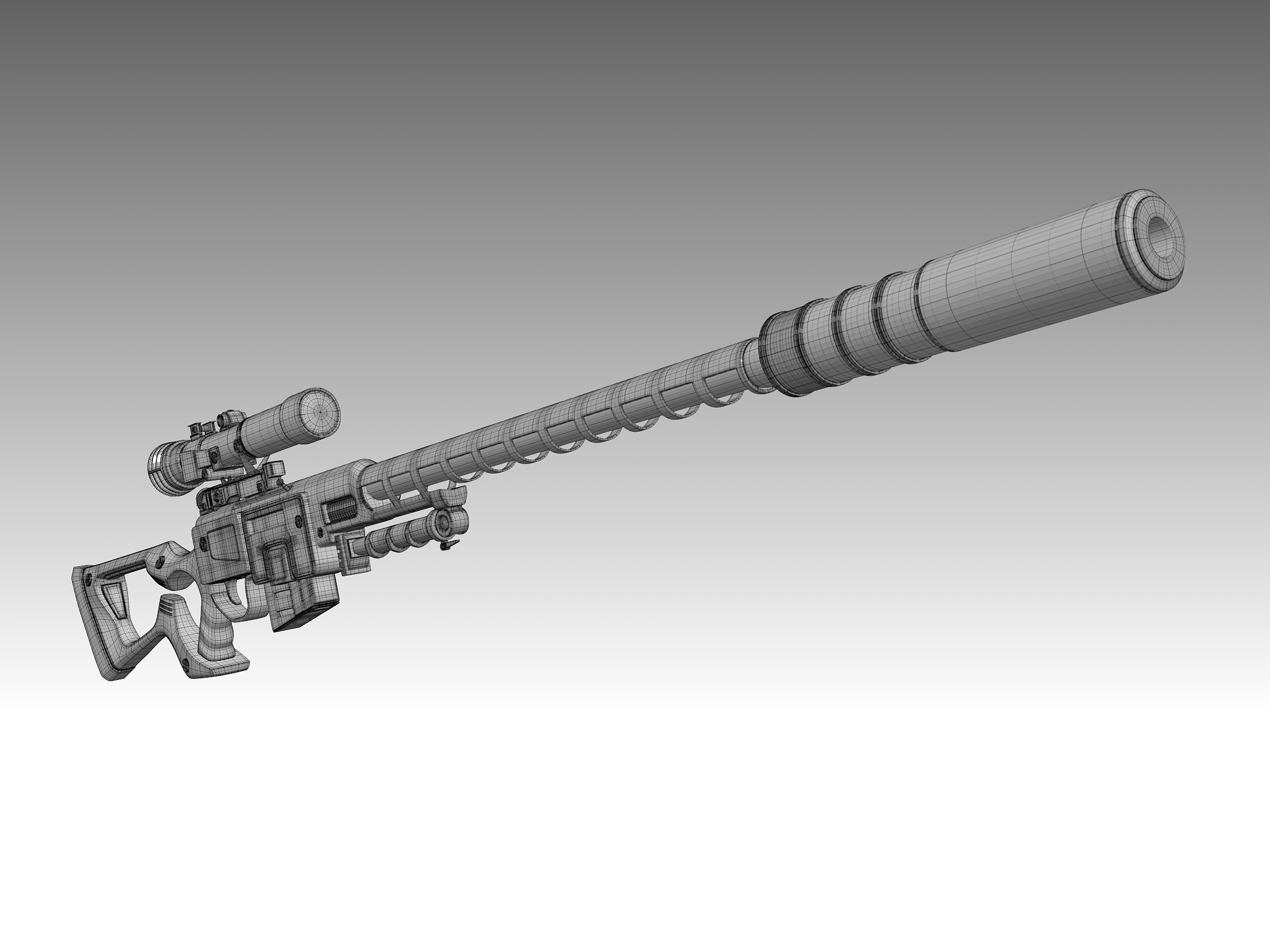 Sniper Rifle Low-poly 3D model_11