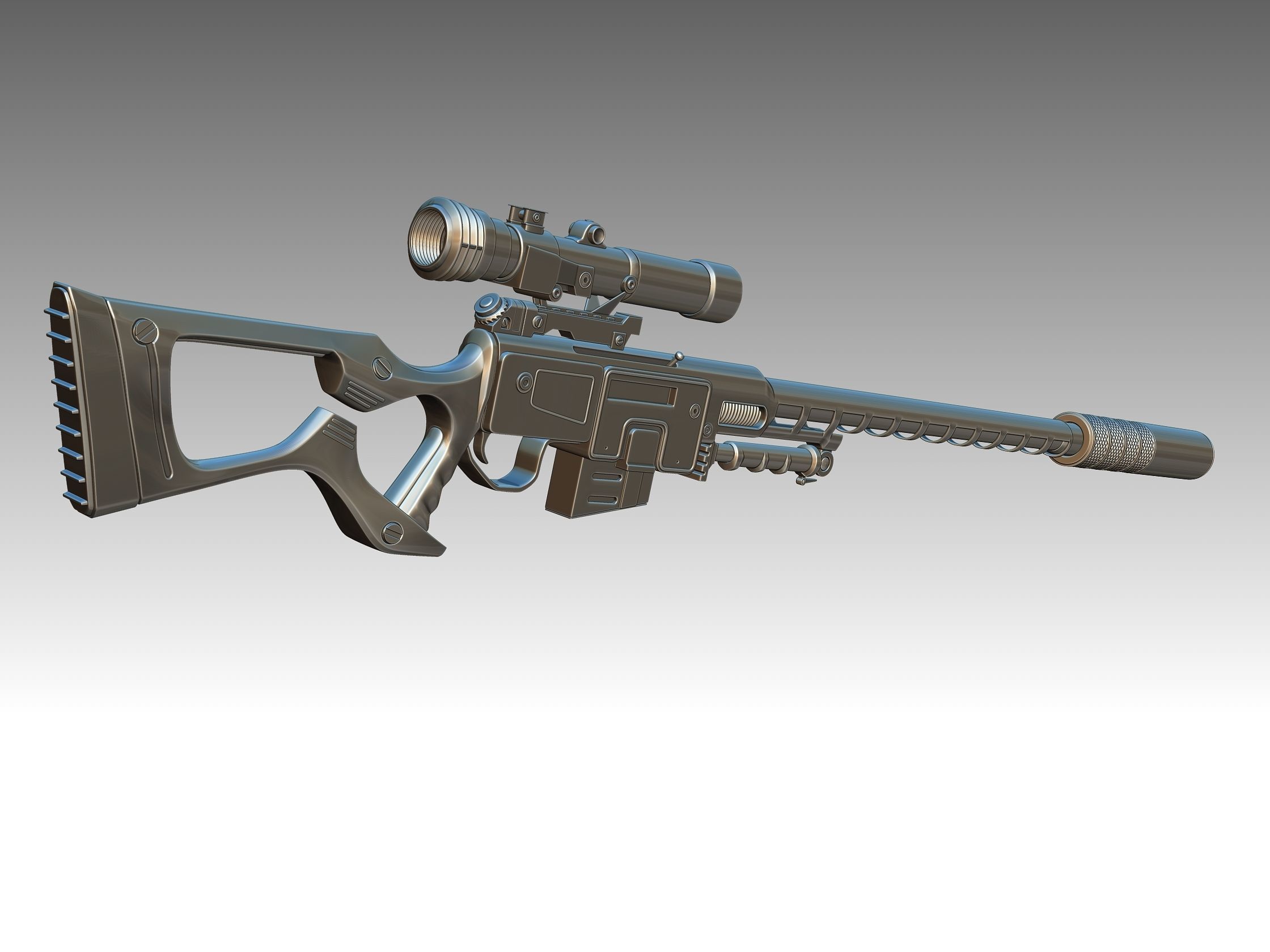 Sniper Rifle Low-poly 3D model_2