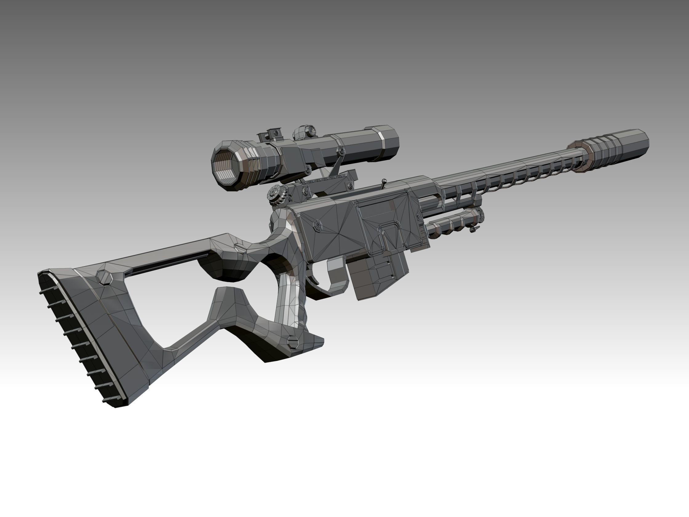 Sniper Rifle Low-poly 3D model_15