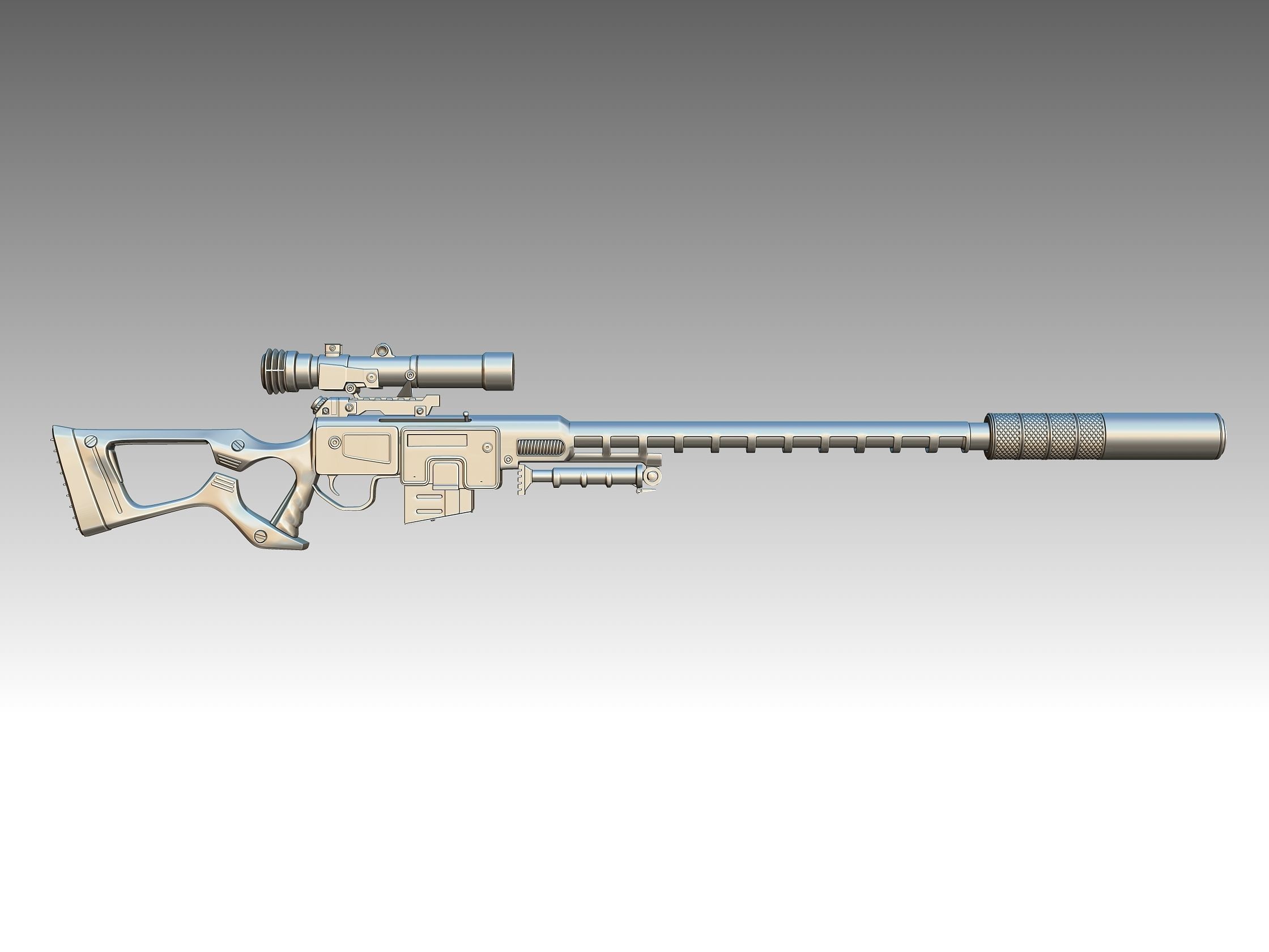 Sniper Rifle Low-poly 3D model_7