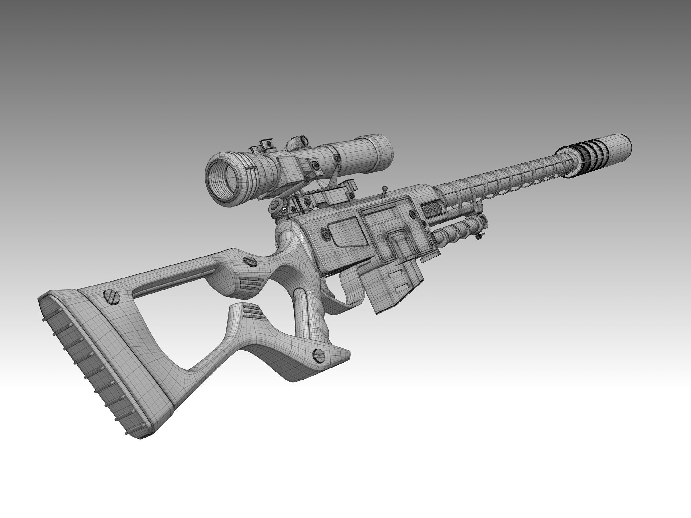 Sniper Rifle Low-poly 3D model_10