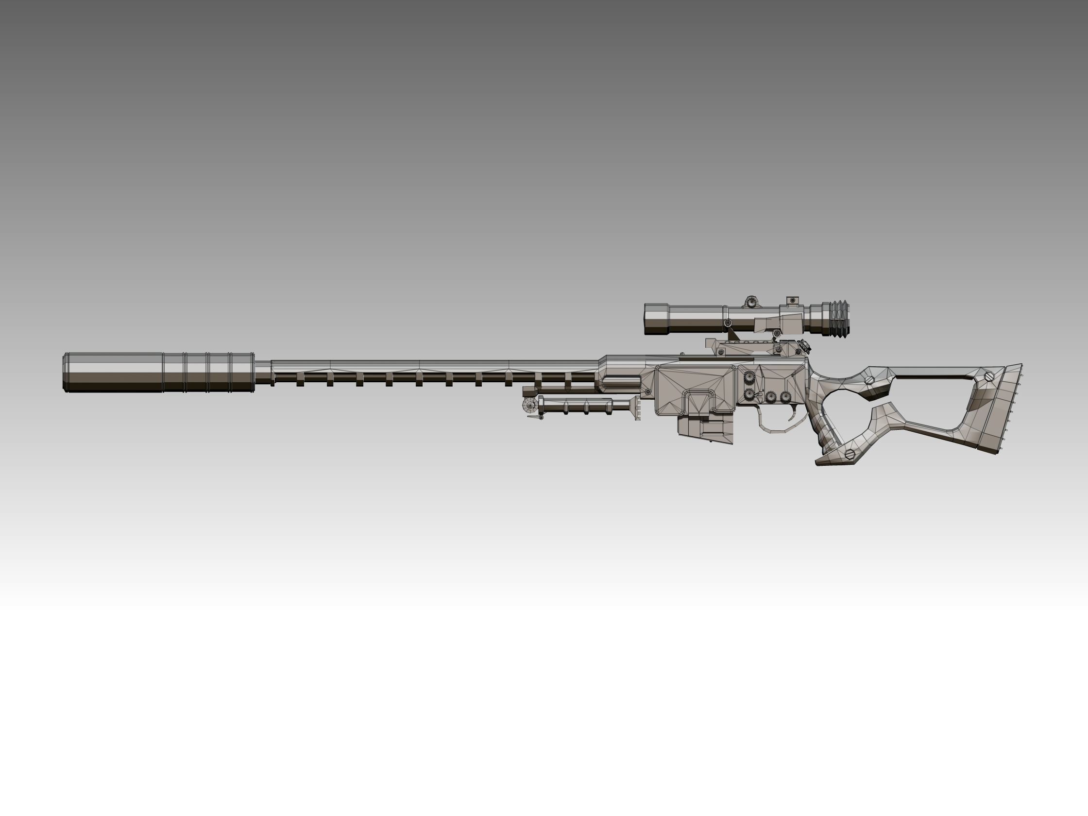 Sniper Rifle Low-poly 3D model_13