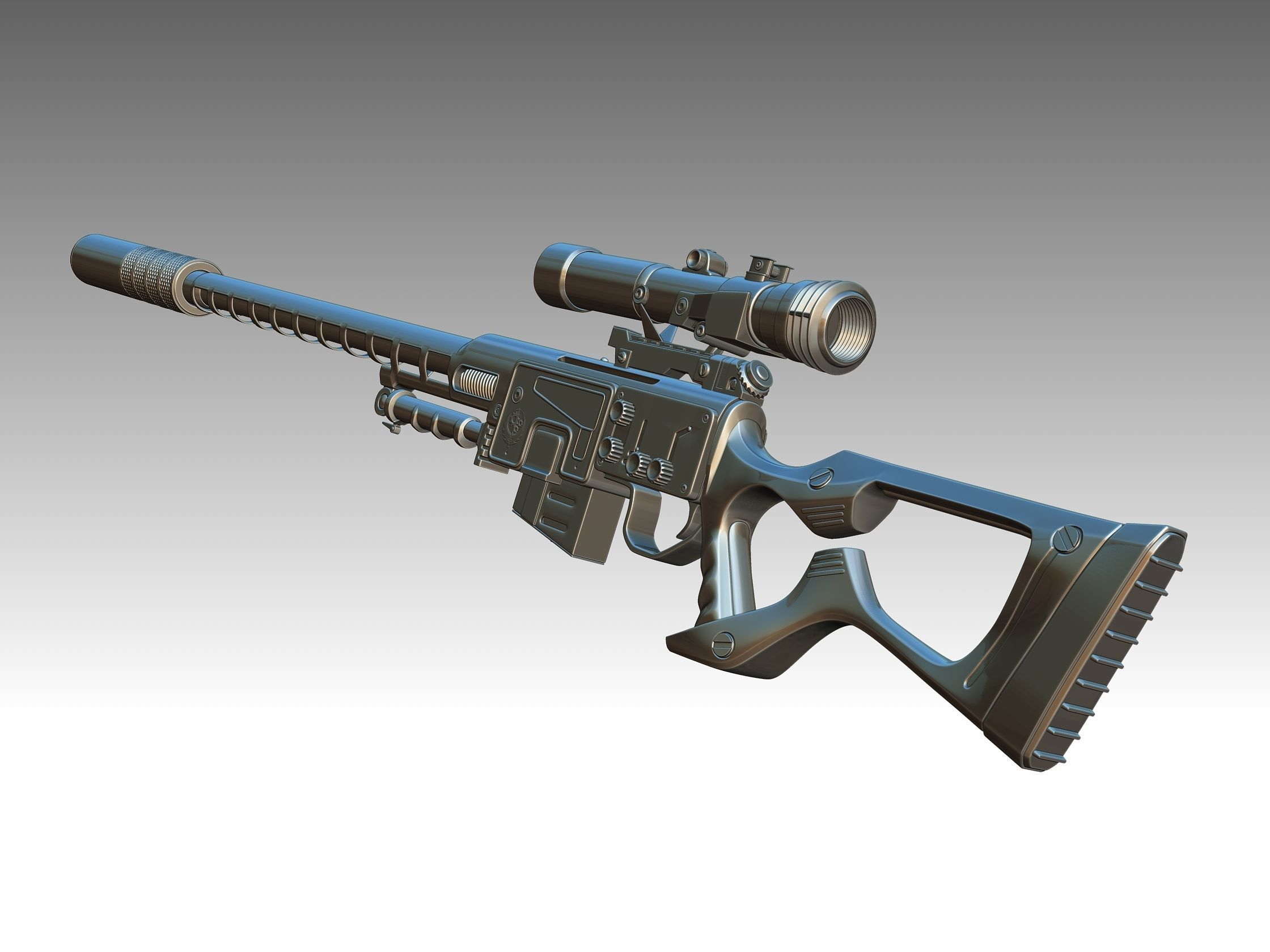 Sniper Rifle Low-poly 3D model_3