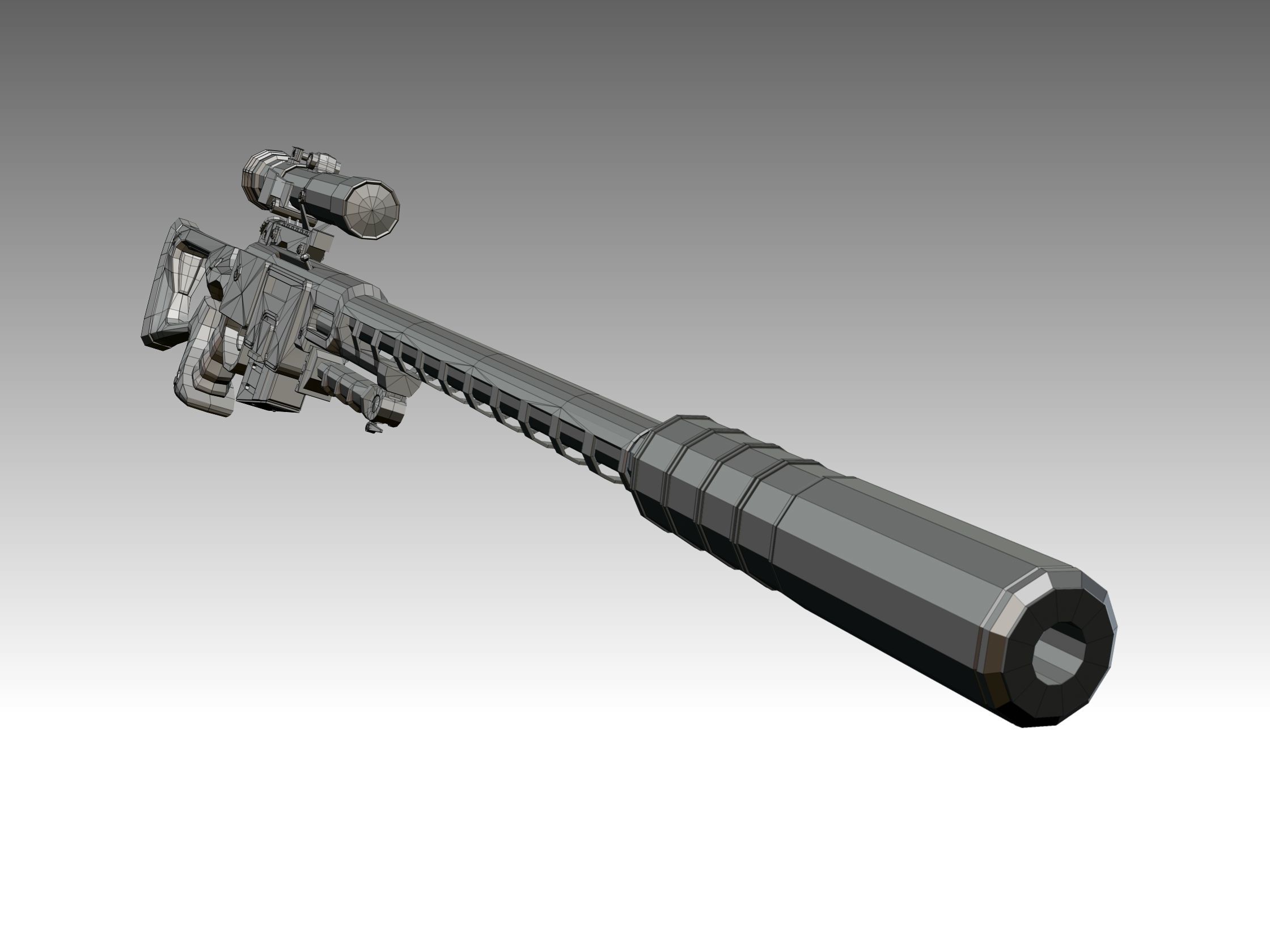 Sniper Rifle Low-poly 3D model_16
