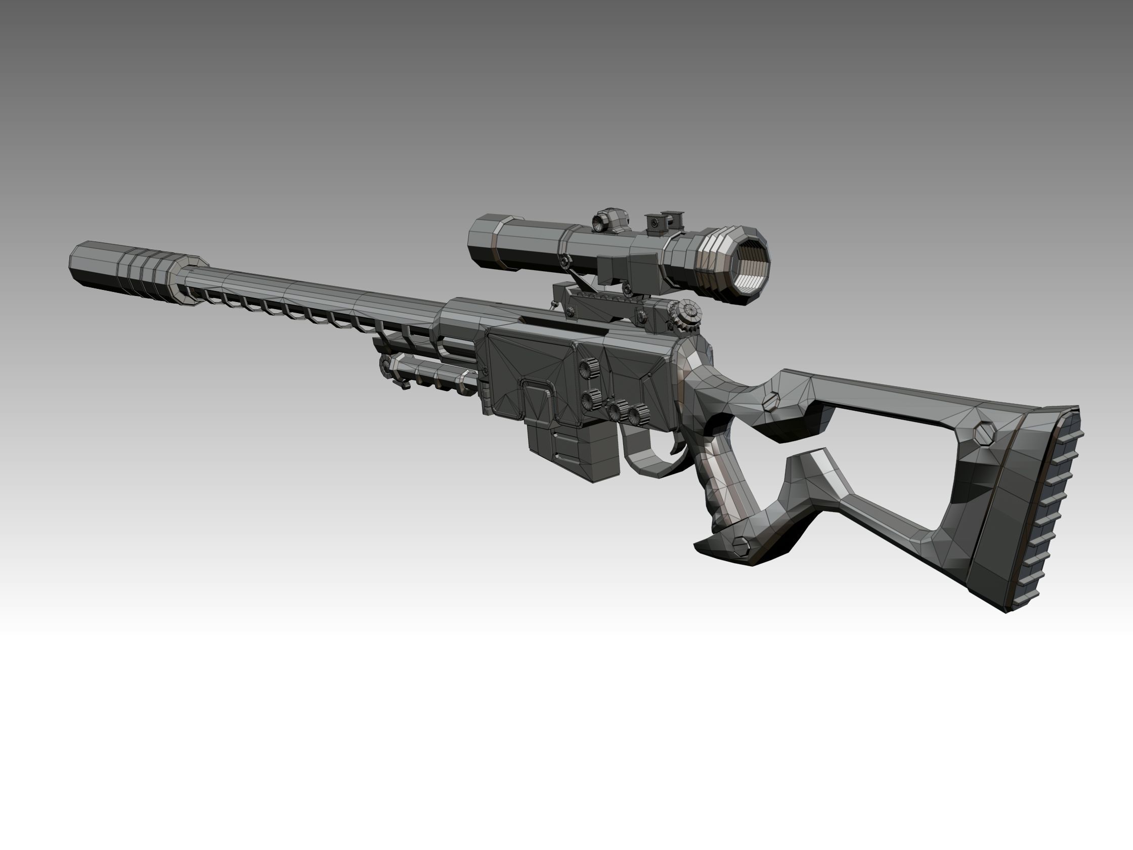 Sniper Rifle Low-poly 3D model_14