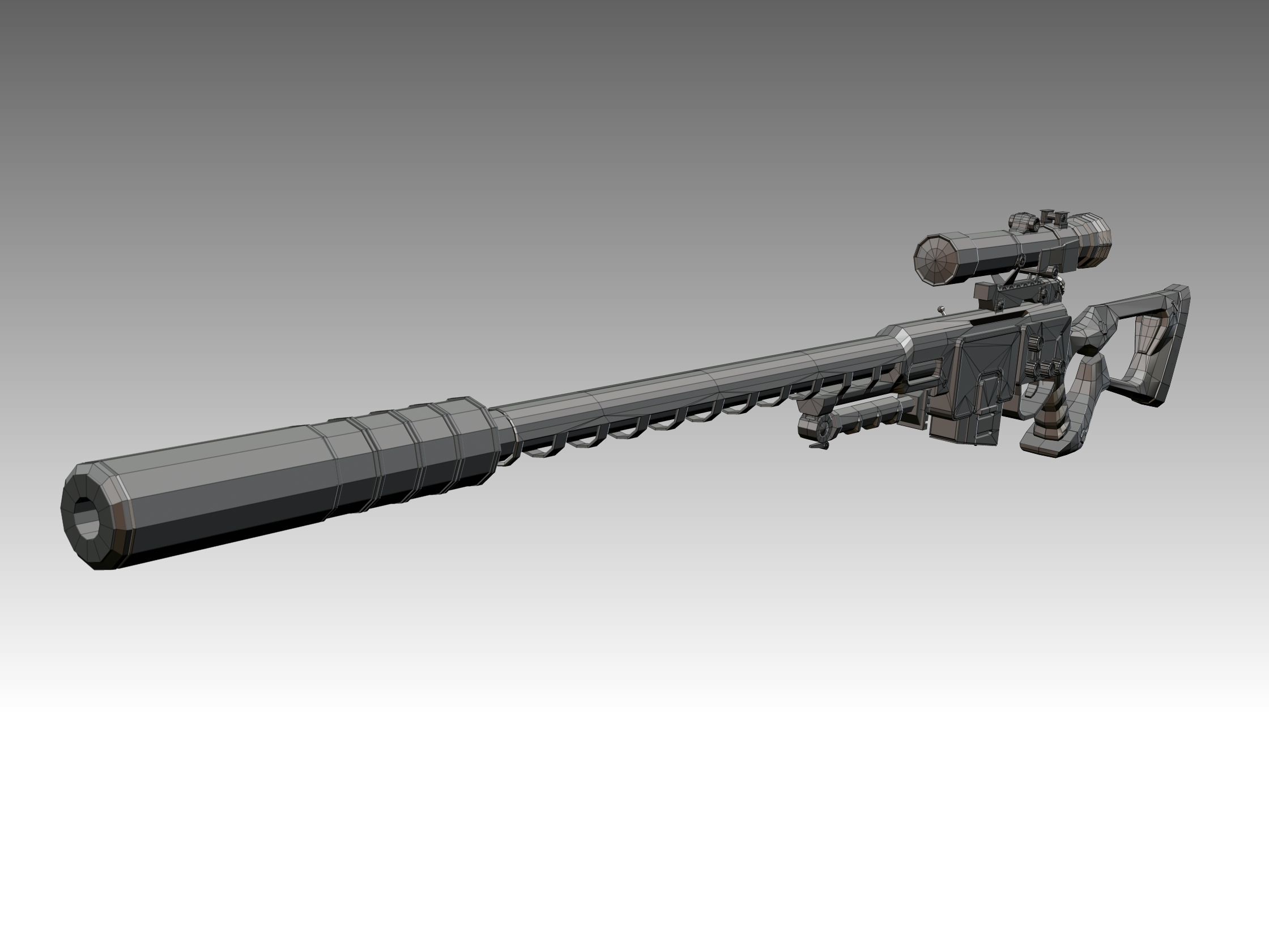 Sniper Rifle Low-poly 3D model_17