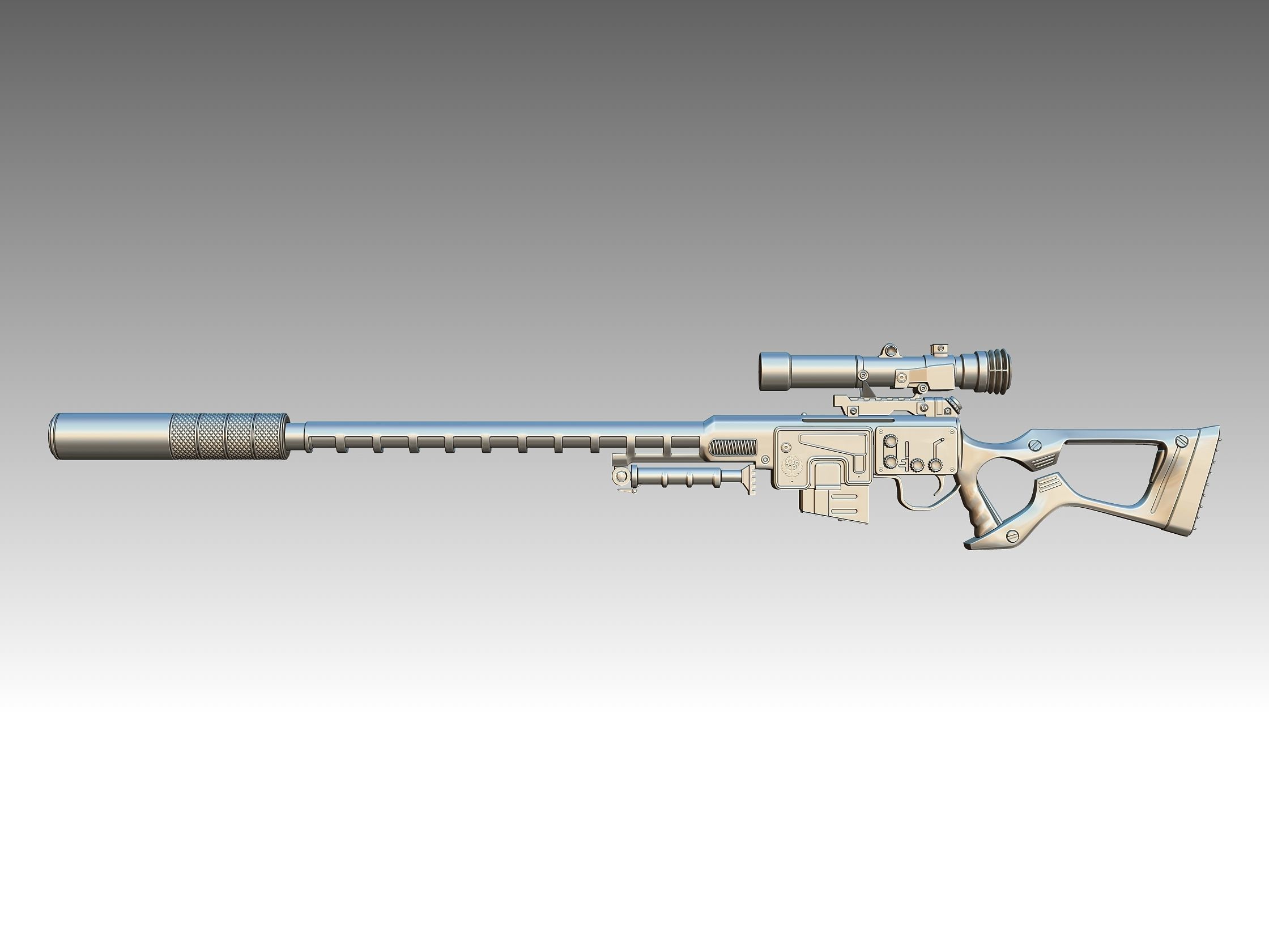 Sniper Rifle Low-poly 3D model_6