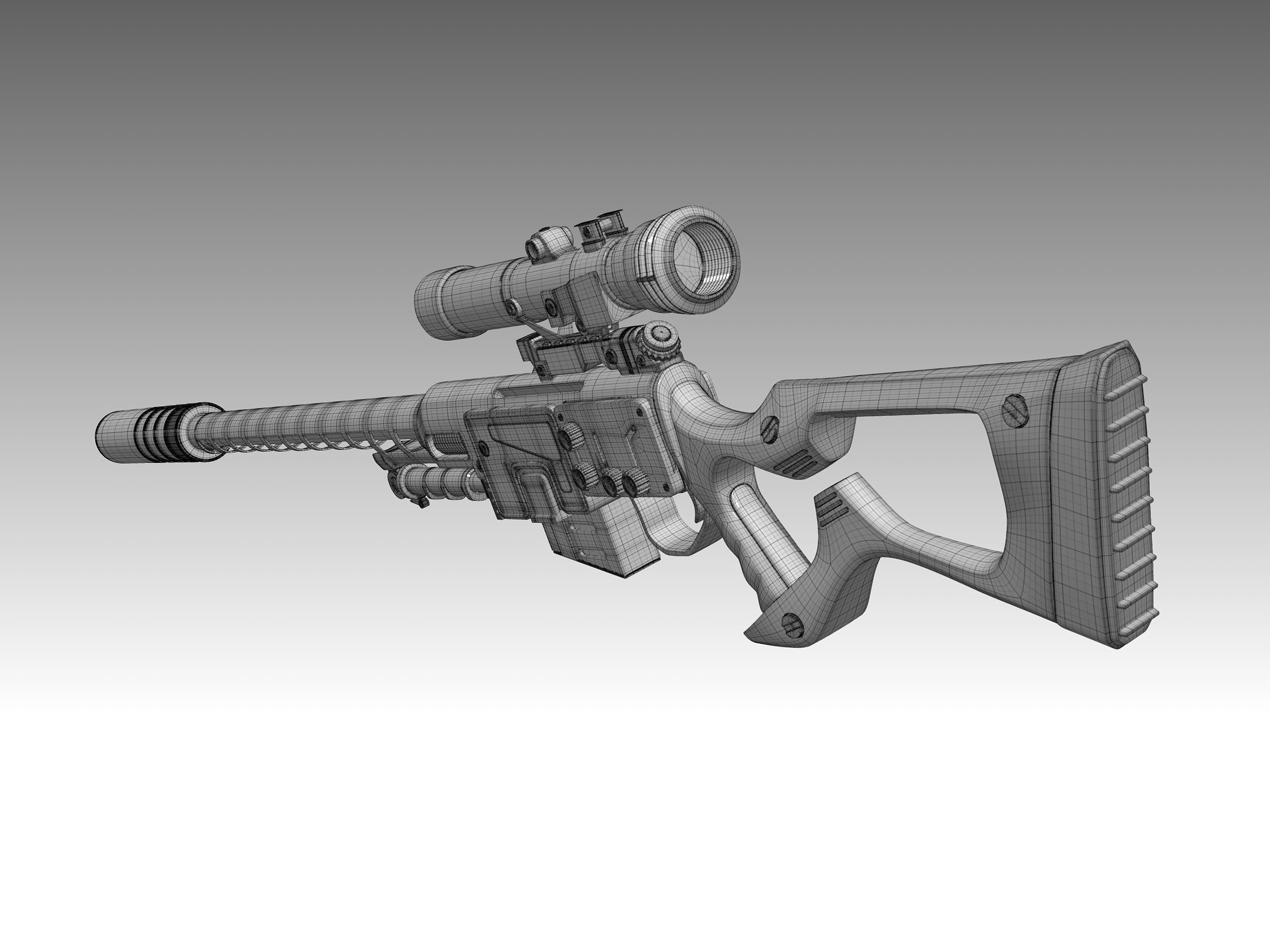 Sniper Rifle Low-poly 3D model_9