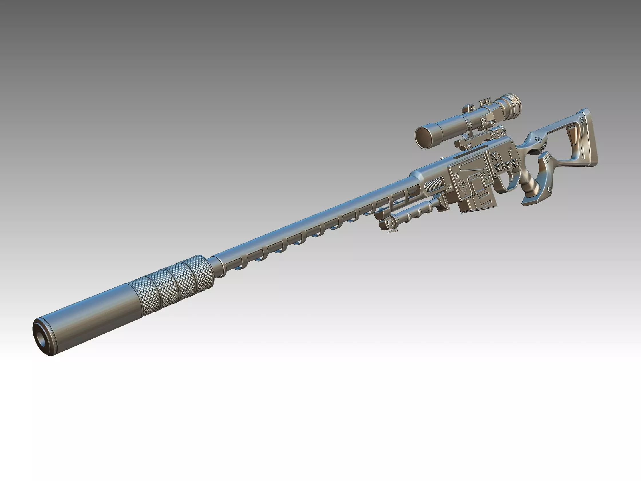Sniper Rifle Low-poly 3D model_0