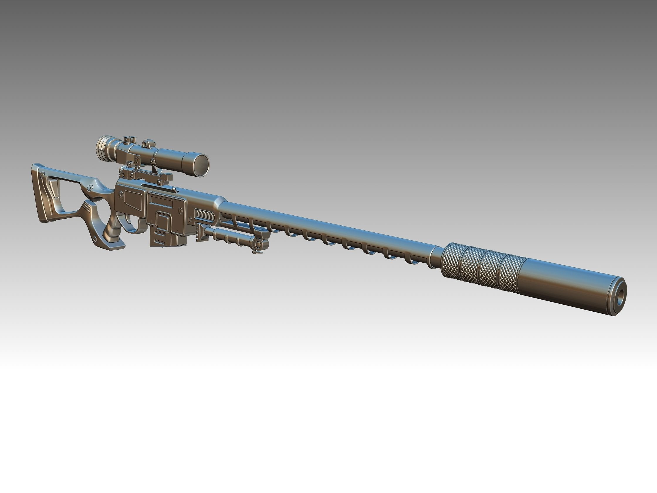 Sniper Rifle Low-poly 3D model_1