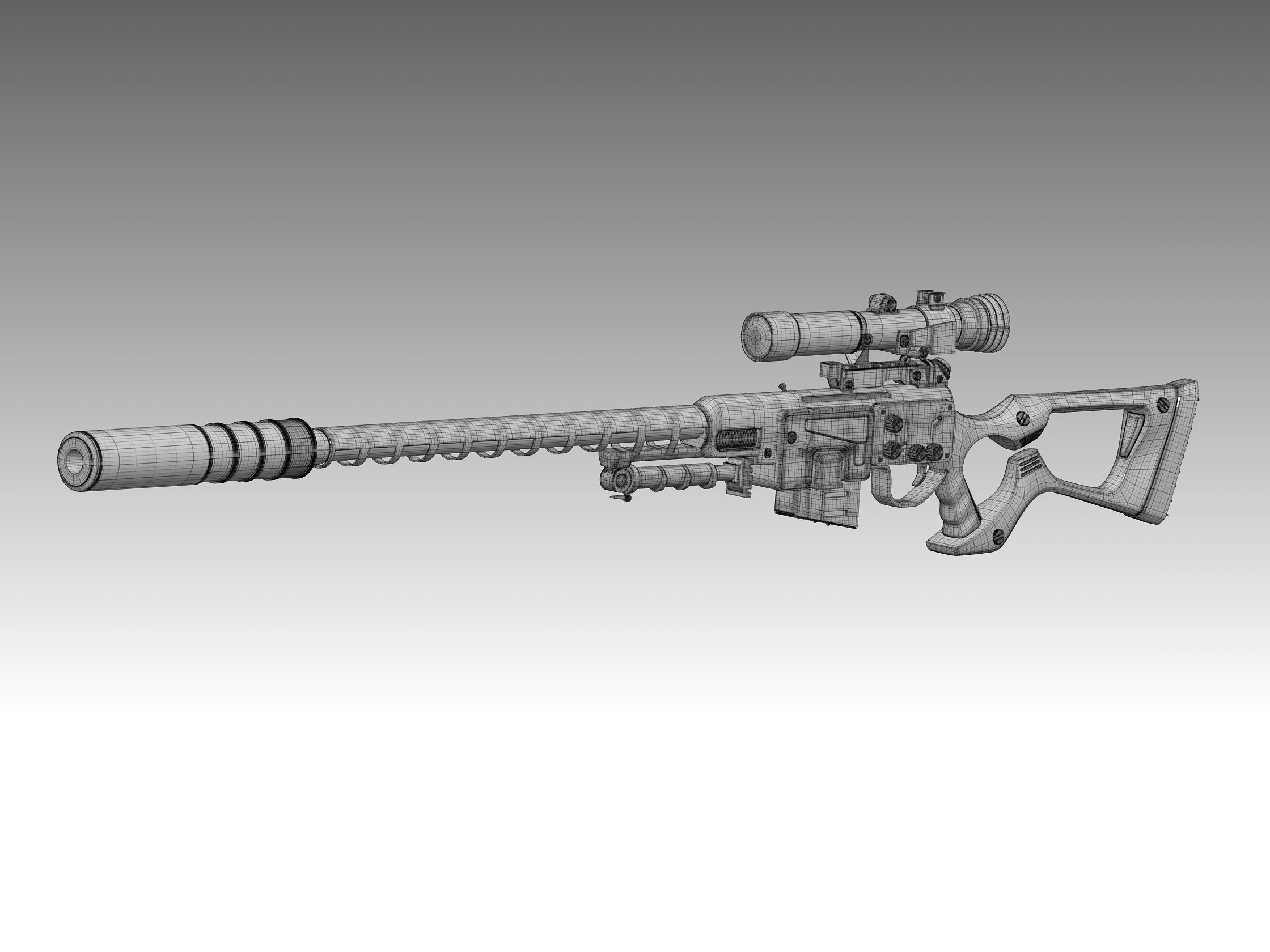 Sniper Rifle Low-poly 3D model_8