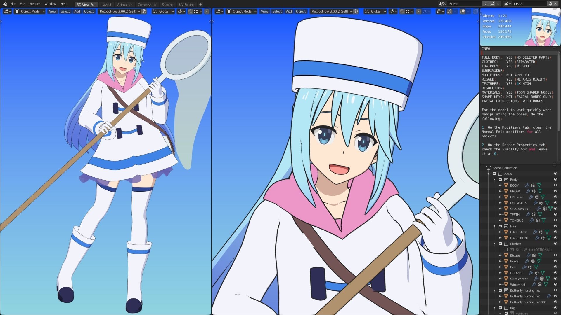Pack Aqua Goddess - Konosuba - 3D Model Blender Low-poly 3D model_1